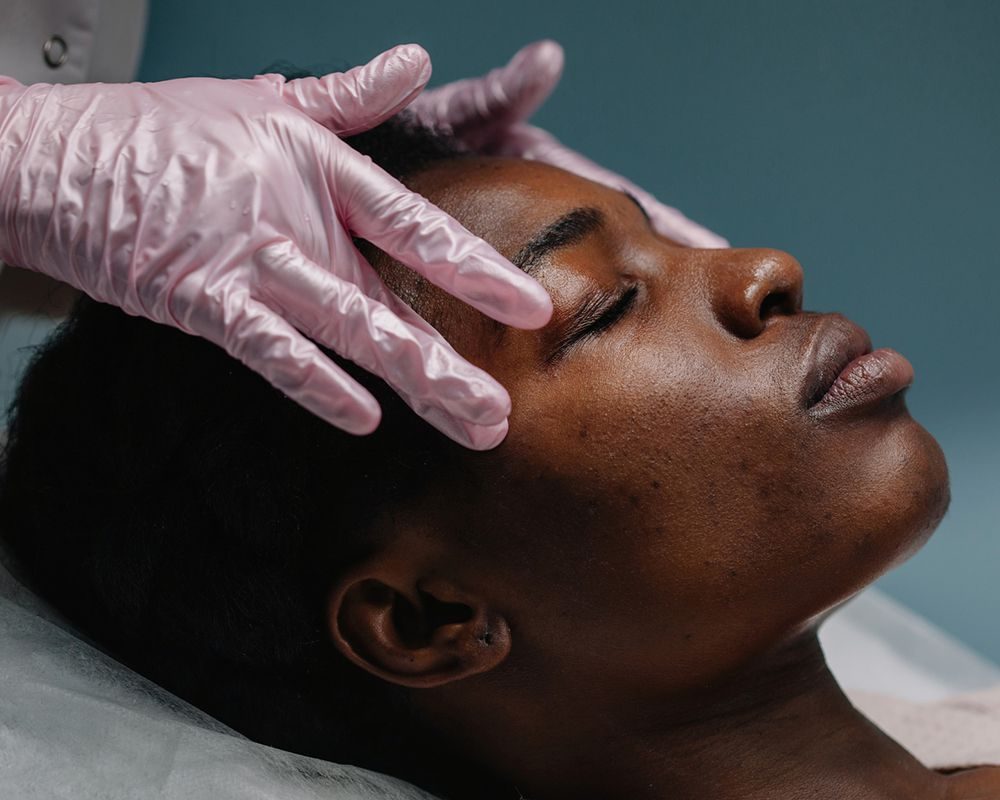 Close-up of professional skincare products and tools used during spa facials